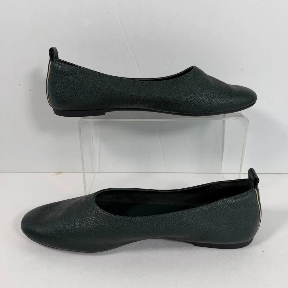Everlane Day Glove Flats Size 11 Dark Green Leather Ballet Flats Minimalist